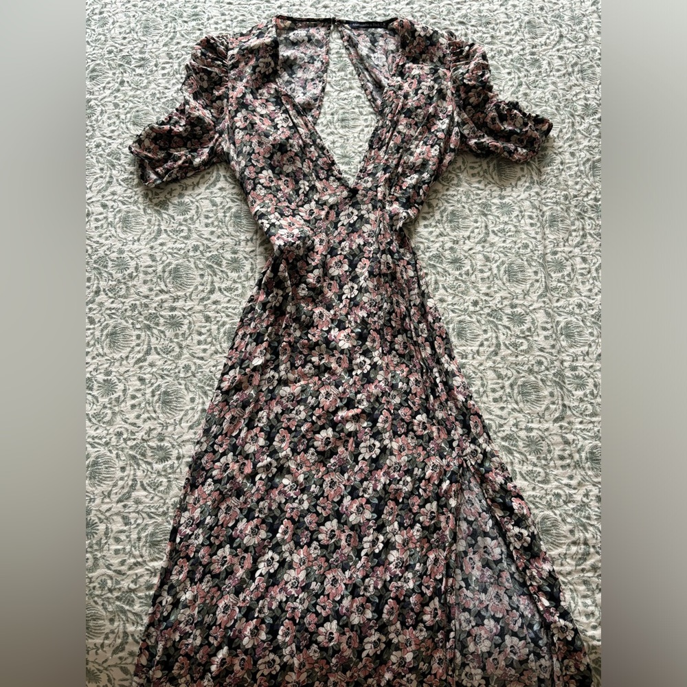 Abercrombie and Fitch, midi floral with black base dress